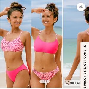 NWT Cupshe Pink Leopard Print Bikini Set